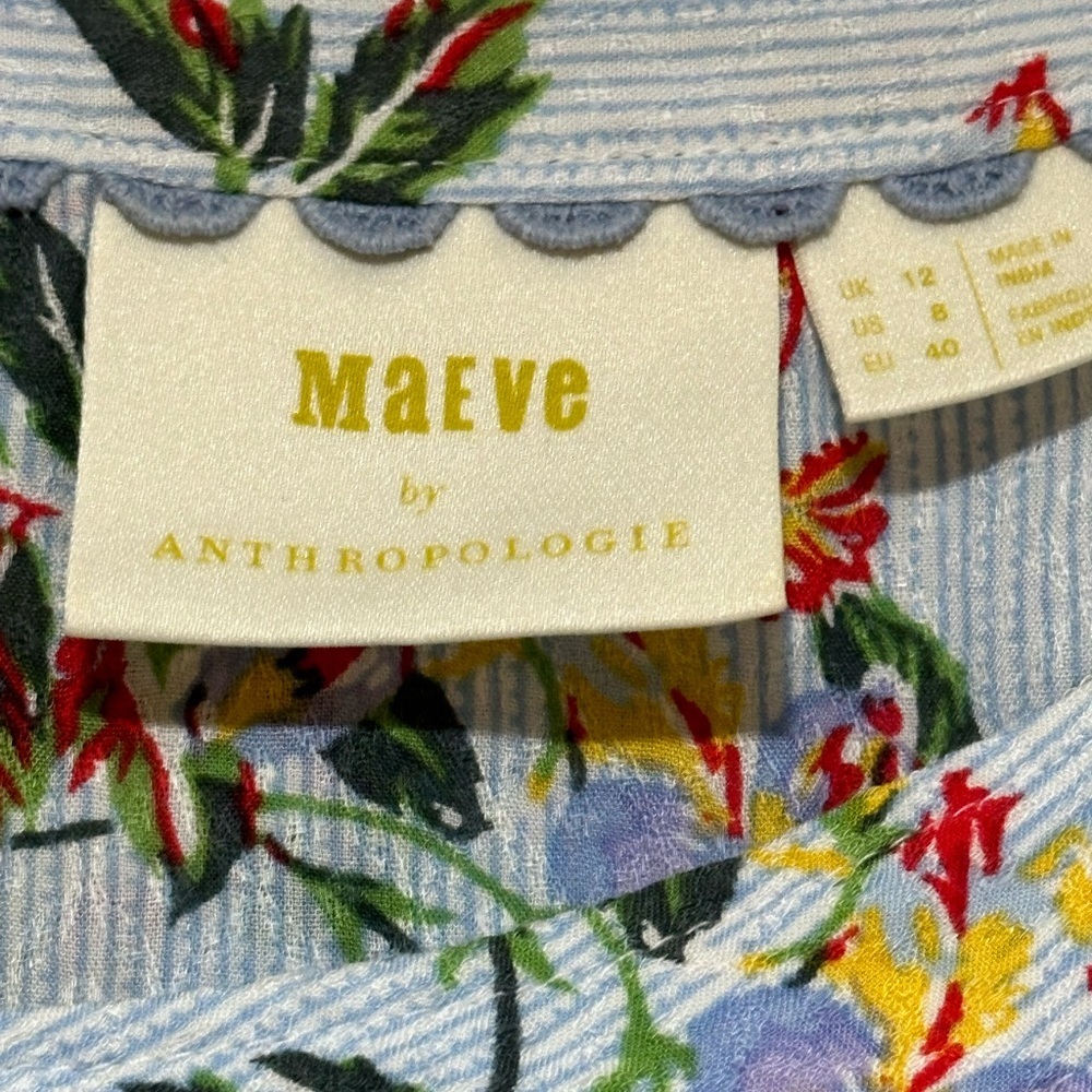 Anthropologie Maeve Boswell striped floral blouse 8 - Picture 9 of 10